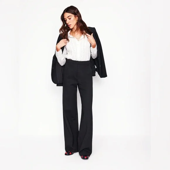 Boden Black Wide Leg Pants - Picture 1 of 12